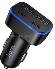 hoco. Z63 autós töltő 2 Type-C+2 USB aljzat 42W, PD gyorstöltő 3.0, FEKETE (HOCO_Z63) (HOCO_Z63)