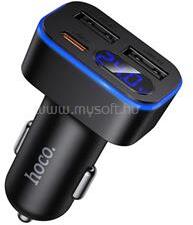 hoco. Z63A autós töltő Type-C+2 USB aljzat 42W, LED kijelző, FEKETE (HOCO_Z63A) (HOCO_Z63A)