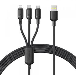 Baseus Cablu incarcare Baseus Silky 3in1, USB-A - Lightning / microUSB / USB-C, 100W, 1.5m (Negru)