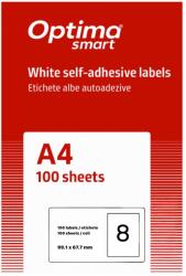 Optima Etichete albe autoadezive 8/A4 Optima smart, 99.1 x 67.7 mm, 100 coli/top (OP-408991677S)