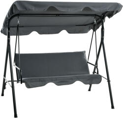 Outsunny Leagăn de Grădină cu 3 Locuri cu Copertină și Cadru din Oțel și Poliester, 172x110x153 cm, Gri