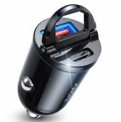 Ainope Incarcator auto USB + USB-C, PD 30W, negru (KF2349621) - vexio