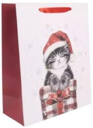  Cica mintás csillámló ajándéktasak - 26 x 32 cm (370912)