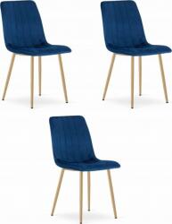 LEOBERT LAVA szék - sötétkék bársony/lábak fa szín x 3