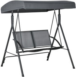Outsunny kétszemélyes kerti hintaágy állítható napellenzővel és textilén ülőfelülettel, 140x118x162cm, Szürke