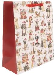  Kutyák mikulássapkában mintás ajándéktasak - 31 x 42 cm (370887)