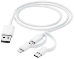 Hama Cablu de date Hama 00201535 3-in-1, USB-A - Micro-USB/Lightning/USB-C, 1 m, White (00201535)