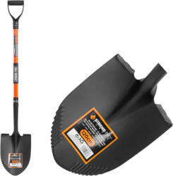 Strend Pro Premium Ásó, Strend Pro Premium, 123 cm, hegyes fej, fekete-narancssárga, acél fej, üvegszálas nyél, D markolat, bordázott él, vízelvezető kialakítás (TC2110384)