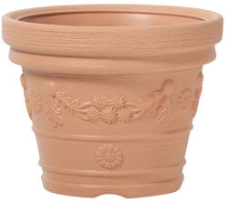 Prosperplast Műanyag virágcserép, Prosperplast Decora, terrakotta, átmérő: 30 cm, magasság: 23, 5 cm, virág minta, 8 l, kerek (TC255579)