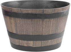 Strend Pro Műanyag virágcserép, Strend Pro Garden Woodeff, világosbarna, átmérő: 52 cm, magasság: 32 cm, hordó formájú, 45 l, fahatású, kerek (TC256940)
