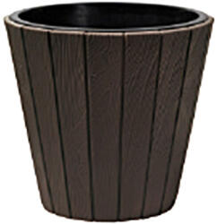 Prosperplast Műanyag virágcserép, Prosperplast Woode 490, barna, átmérő: 48 cm, magasság: 46 cm, betéttel, 54 l, fahatású, kerek (TC255458)
