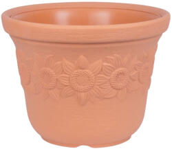 Prosperplast Műanyag virágcserép, Prosperplast Sunny, terrakotta, átmérő: 57 cm, magasság: 43, 5 cm, napraforgó minta, 60 l, kerek (TC255584)