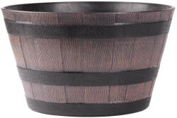 Strend Pro Műanyag virágcserép, Strend Pro Garden Woodeff, sötétbarna, átmérő: 39 cm, magasság: 23 cm, hordó formájú, 18, 5 l, fahatású, kerek (TC256805)