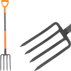 Strend Pro Garden Villa, Strend Pro Garden, fekete/narancssárga, 120 cm, acél fej, acél nyél, 4 ágú, D markolat (TC2110340)