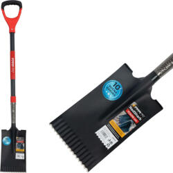 Strend Pro Ásó, Strend Pro Premium RedShark, 115 cm, egyenes fej, fekete/piros, acél fej, üvegszálas nyél, D markolat, fogazott él, bordázott (TC2110431)