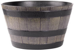 Strend Pro Műanyag virágcserép, Strend Pro Garden Woodeff, barna, átmérő: 39 cm, magasság: 23 cm, hordó formájú, 18, 5 l, fahatású, kerek (TC256802)