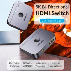 Vention HDMI (8K, 2-Portos kétirányú, szürke) switcher (AKPH0)