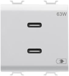 Gewiss Priza USB tip C dubla 2M PD 63W Gewiss Chorus alb satinat MAT GW15417 (GW15417)
