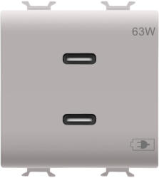 Gewiss Priza USB tip C dubla 2M PD 63W Gewiss Chorus bej satinat MAT GW13417 (GW13417)