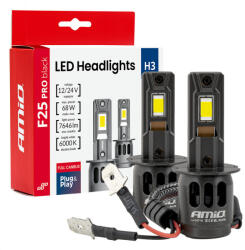 AMiO -04718 F25 PRO FEKETE FULL CANBUS H3 68W 12V 24V AMIO-04718 LED fényszórók sorozat (5903293047187)