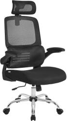 SONGMICS Irodai szék, ergonomikus, hálós szék deréktámasszal és állítható fejtámlával, fekete (OBN040B01) - vasbutor