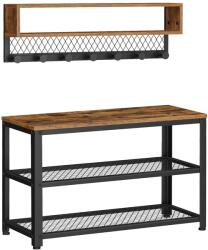 VASAGLE Kabáttartó cipőpad szett, cipőtartó + fogas, rusztikus barna (LCR073K01)