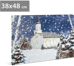Family Tablou cu LED - Peisaj de Iarna cu Zapada - 2 x AA, 48 x 38 cm (58473)