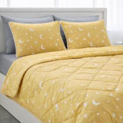 Pucioasa Set promo pilota pat dublu 200x215cm + 2 perne cadou, Pucioasa, galben cu luna si stele