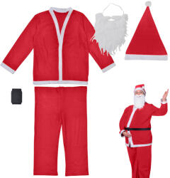 VERK GROUP Costum de Moș Crăciun complet: haină, pantaloni, centură, barbă și căciulă (26074)