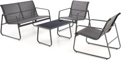 Halmar CONOR kerti szett, szürke, fém - kanapé, 2 fotel, asztal