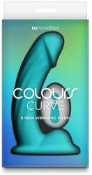 Távirányítós, ívelt szilikon dildó 15 cm - Colours Curve Vibrating 6" Dildo teal