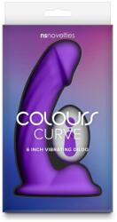  Távirányítós, ívelt szilikon dildó 15 cm - Colours Curve Vibrating 6" Dildo purple