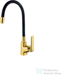 INVENA LIGARIA Eco Start konyhai csaptelep, álló, flexibilis kifolyócsővel, fekete-arany BZ-39-009-L (BZ-39-009-L)