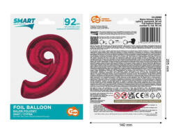 GoDan Balon folie sub forma de cifra, rosu, 92 cm GD1941-9 Baloane folie Tip Cifra 9 (GD1941-9)
