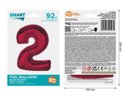 GoDan Balon folie sub forma de cifra, rosu, 92 cm GD1941-2 Baloane folie Tip Cifra 2 (GD1941-2)