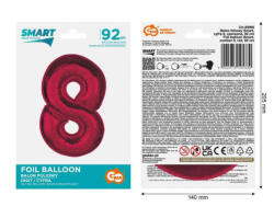 GoDan Balon folie sub forma de cifra, rosu, 92 cm GD1941-8 Baloane folie Tip Cifra 8 (GD1941-8)