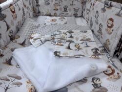  4 részes pamut/minky baba ágynemű szett - Szürke szafari
