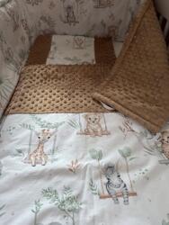  3 részes pamut/minky baba ágynemű szett - Csoki hintázó állatok