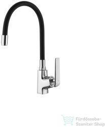 INVENA LIGARIA Eco Start konyhai csaptelep, álló, flexibilis kifolyócsővel, fekete-króm BZ-39-008-L (BZ-39-008-L)