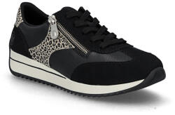 RIEKER női bőr fűzős két cipzáras sportos fekete mix félcipő N1210-00