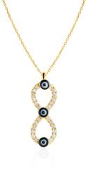 SAVICKI Колие с безкрайност, злато 585, бели диаманти, 0.19К, 45 см