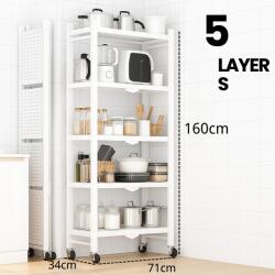  Fém tárolóállvány 160 x 71 x 34 cm, polconként max. 50 kg (5 tiers white)