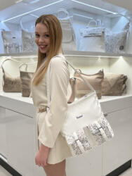 CHIARA rostbőr táska K 7036 fehér virág