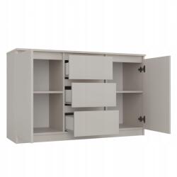 Topeshop Komód 3 fiókkal és 2 ajtóval Kasmír Bézs Modern szekrény120 cm (2D3S KASZMIR KPL)