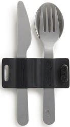 Lékué elviteles evőeszköz szett, 3db-os, r. m. acél eszközök, fekete szilikon pánttal