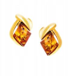  Arany stiftes Fülbevaló természetes Borostyán Balti-tenger ezüst ag925 Aranyozott (CzarBursztynu 1e00)
