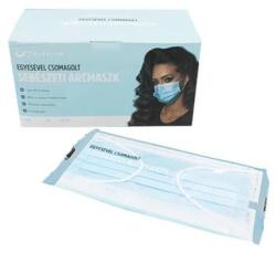  Papírmaszk, egyesével csomagolt, háromrétegű, gumis, 50 db, kék (JD-175) - molnarpapir