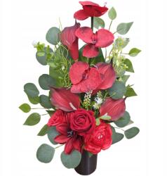  Csokor Piros Orchidea Váza Művirág Sír Temető Prémium (Kwiaty 2.0) - allegro - 8 885 Ft