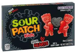  Sour Patch Black Raspberry Hearts Box málnás szív alakú savanyú gumicukor 87g - delfinbuvar