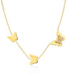 SAVICKI Colier fluture din aur 585 cu diamante albe 0.1 ct 46 cm